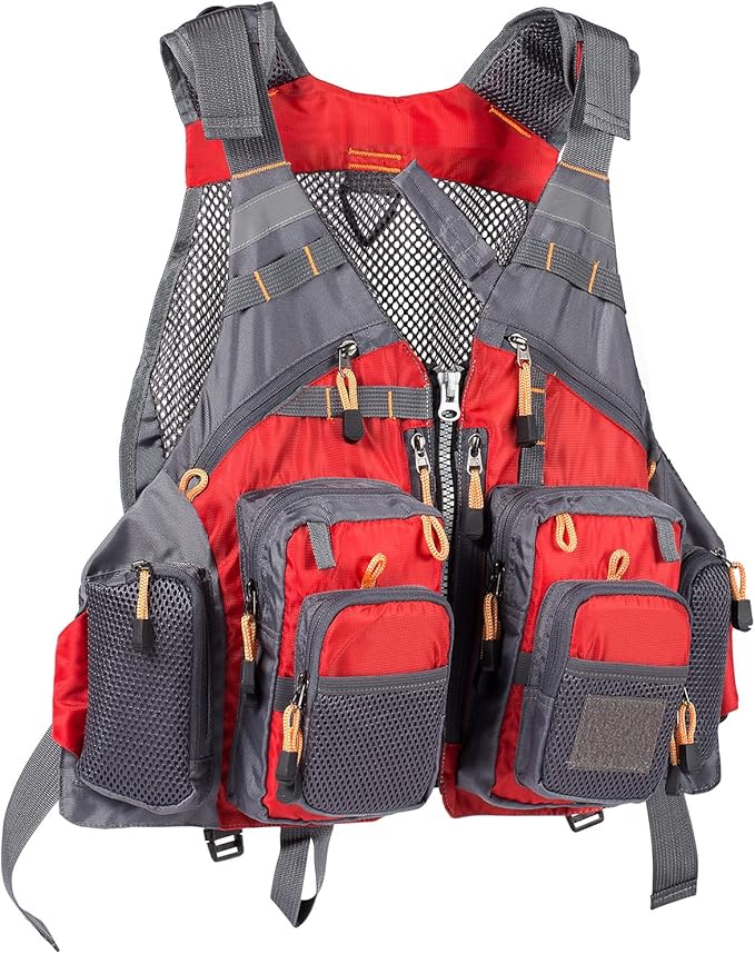 BASSDASH Strap Fishing Vest Adjustable for Men and Women, for Fly Bass Fishing and Outdoor Activities