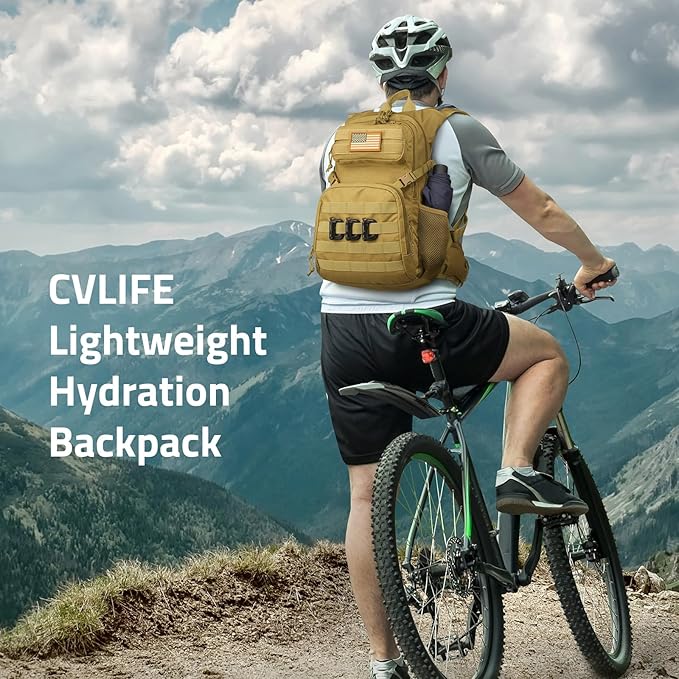 CVLIFE Tactical Hydration Pack 3L - Lightweight Water Bag With Bladder for Men Women, Heavy Duty Molle Backpack for Hiking, Cycling, Running, Hunting