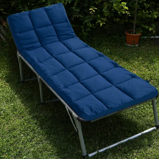 SPRINGSPIRIT Cot Mattress Topper (Improved Thickness), Foam Quilted Pads for Camping, Soft Comfortable Sleeping Cot Mattress Pad Only, Camping Pad 75"x30" for Camp Cot/Rv Bunk/Narrow Twin Beds, Navy