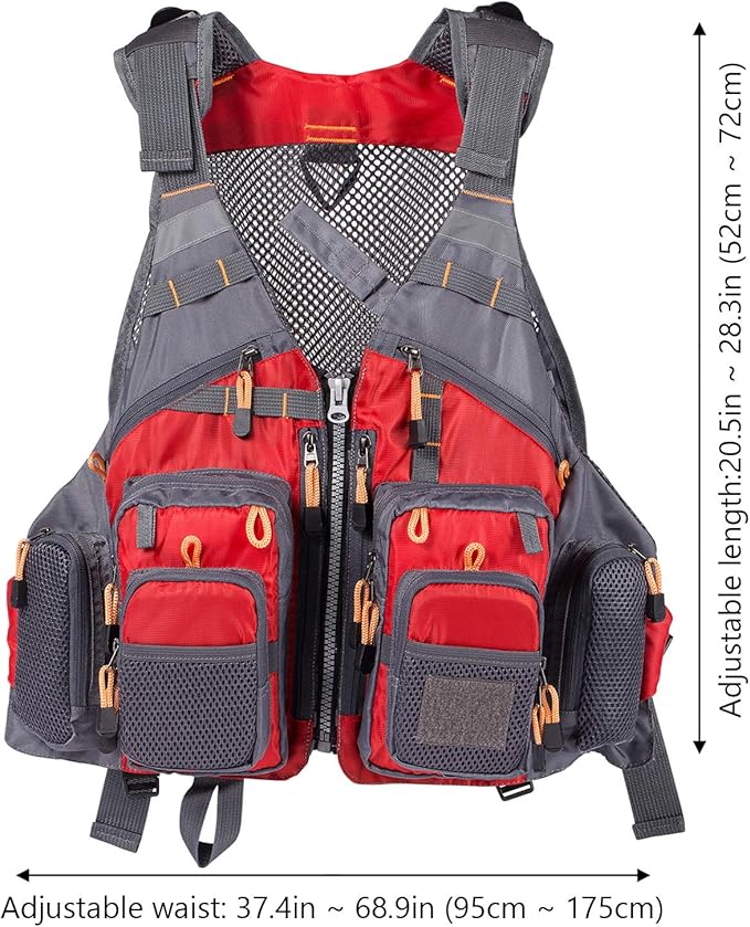 BASSDASH Strap Fishing Vest Adjustable for Men and Women, for Fly Bass Fishing and Outdoor Activities