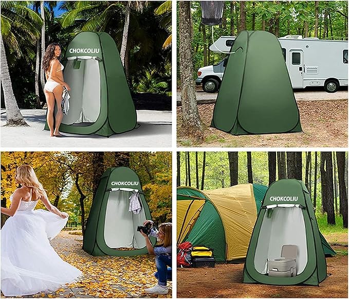 Pop-up Shower Tent & 20L Solar Shower Bag Combo - Waterproof Camping Privacy Shelter with Portable Heated Water Reservoir for Outdoor Bathing, Beach, Hiking (Green, 120x120x190cm)