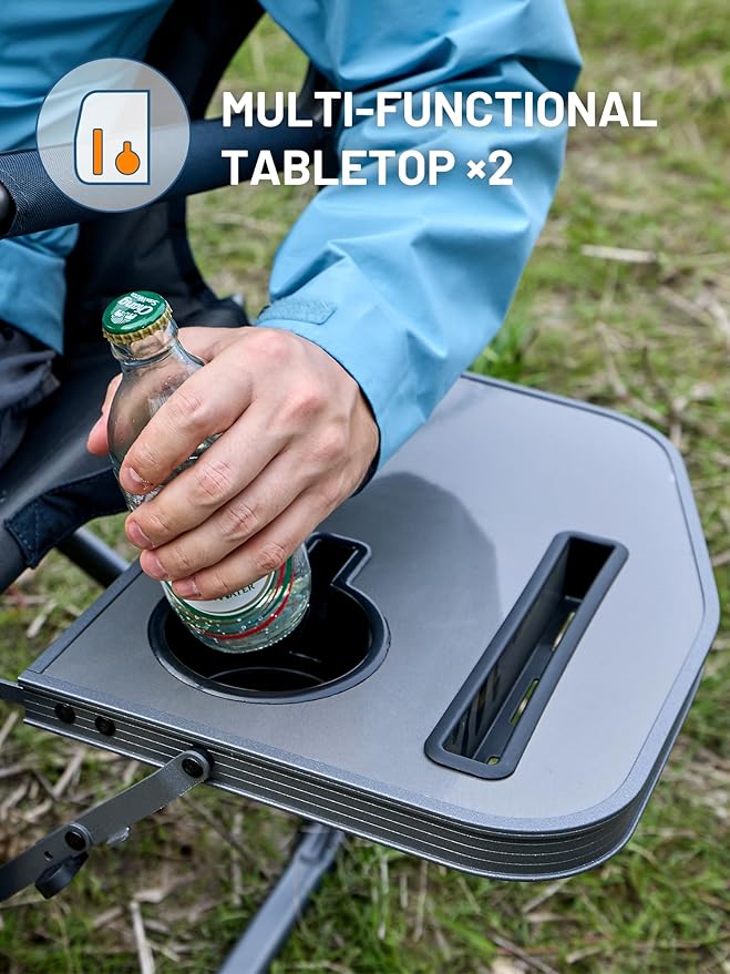 TIMBER RIDGE Double Camping Chair Portable Loveseat, Heavy Duty Folding Camp Couch 2 Person Director Chairs with Cup Holder for Outdoor Lawn Tailgates Picnic Sports Soccer Games Supports 600 lbs Blue