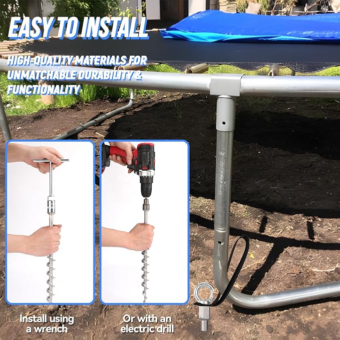 4 PCS Screw in Tent Stakes for Women Men Ground Anchors for Sand, Trampolines, Camping - Aluminium Heavy Duty Rust Prevention Pegs Spikes Drillable Threaded Anchor Stake - Silvery 14 inch