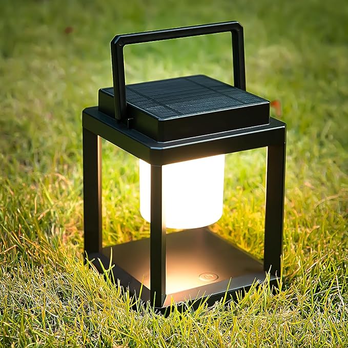 Outdoor Table Lamp, LED Solar Outdoor Lantern, Portable Rechargeable Solar Lamp Waterproof, Touch Control Outdoor Lamps Cordless Lights Decorative for Patio Family Camp/ Reading/ Camping