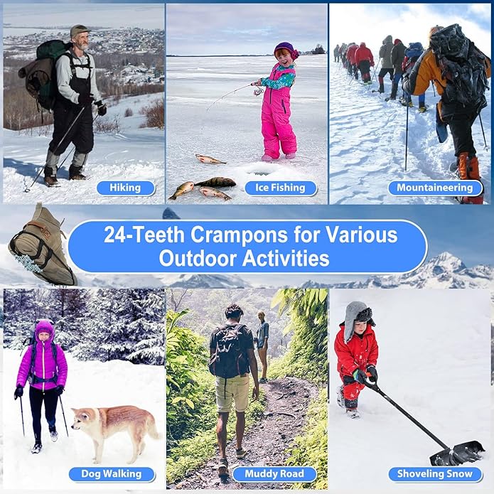 Universal Non Slip Gripper Spikes for Shoes, Ice Traction Cleat Grips with Steel Studs Crampon for Ice Sports