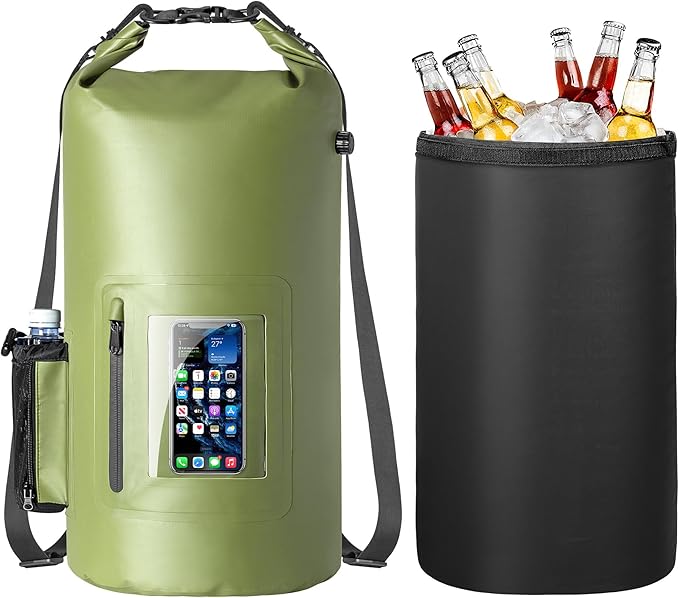 30L Waterproof Dry Bag with 20L Detachable Cooler, Dry Bag Cooler Backpack with Phone Pocket and Bottle Pouch, Suitable for Kayaking, Boating, Camping and Water Activities