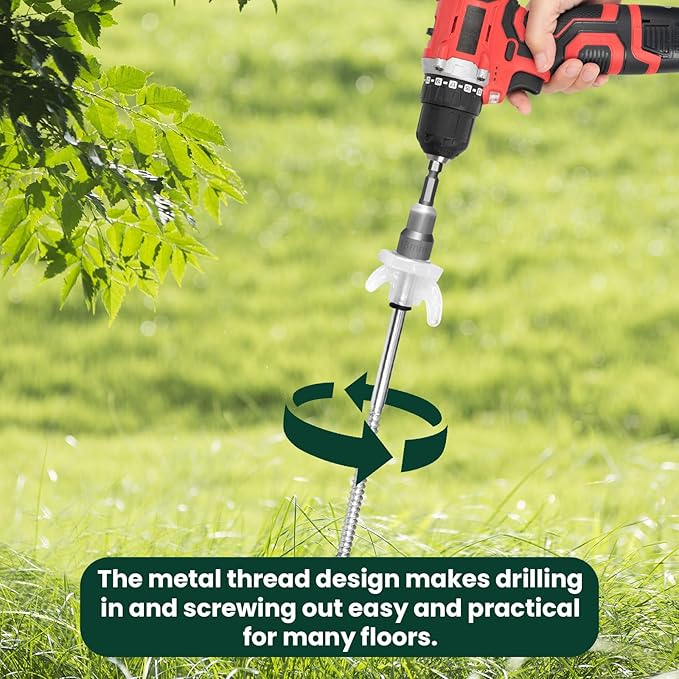 12 Pack 8" Screw in Tent Stakes Heavy Duty- Ground Anchors Screw- Tent Pegs Camping Stakes- Hex Pegs Drillable Tent Stakes and Hexagon Head Drive and Storage Box (White)