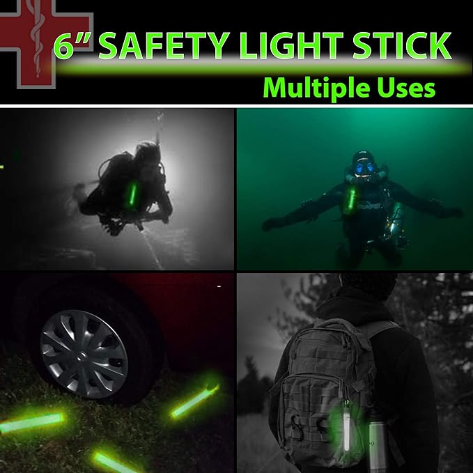 25 Ultra Bright Green Glow Sticks - Individual Packed With Lanyard - For Camping, Emergency Survival - Glow Lights for Blackouts, Hurricane and Storms- 6 Inch Chem Light Sticks with 12 Hour Duration