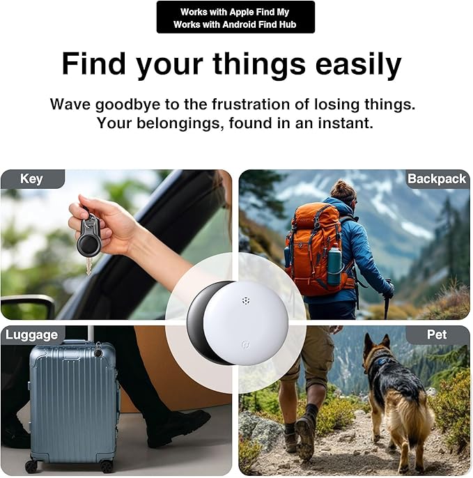 Bluetooth Tracker for Keys, Luggage & Pets – Smart Finder Compatible with iOS & Android, No Monthly Fee, Item Locator by BlissfulTails(2 Pack, White)