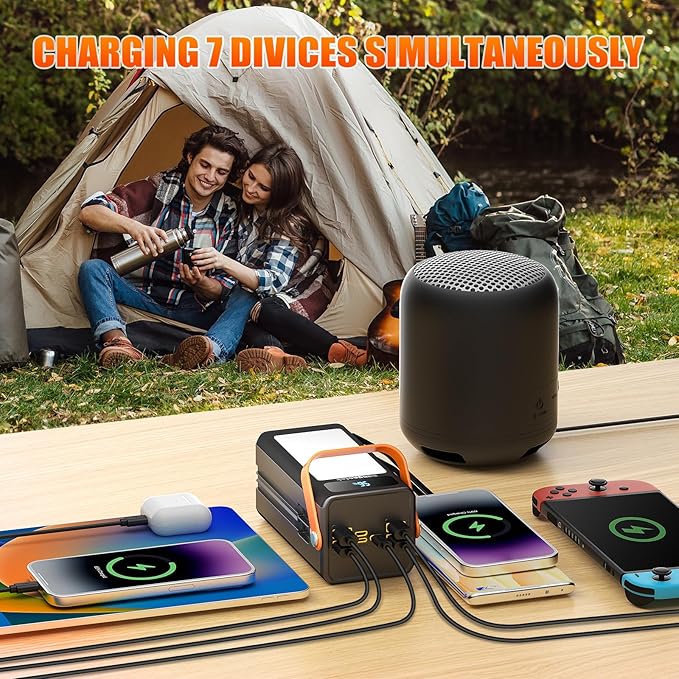 Portable Power Bank Station 99Wh Outdoor Generator LCD Display Backup Phone Battery Pack Portable PD Fast Charger for Laptop Cellphone Travel Camping Home Use with Full Flashlight