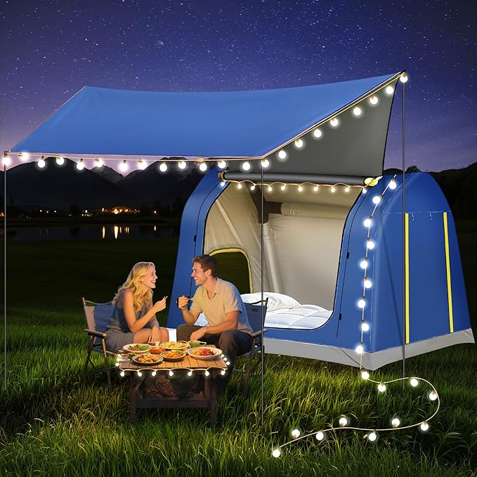 2-4 Person Inflatable Camping Tent | 60 Second Setup | 4 Season Waterproof (PU3000 Oxford) | All Weather Tent for Romantic Dates, Fall/Winter Camping, Hunting & Fishing