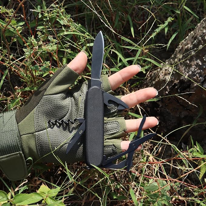 7 in 1 Pocket Knife Multitool,Stainless Steel Pocket Knife with Scissors,Bottle Opener,Can Opener,Corkscrew,Knife,Blade, Multi tool Pocket Knife for EDC Outdoor Camping, Fishing, Survival, Hiking