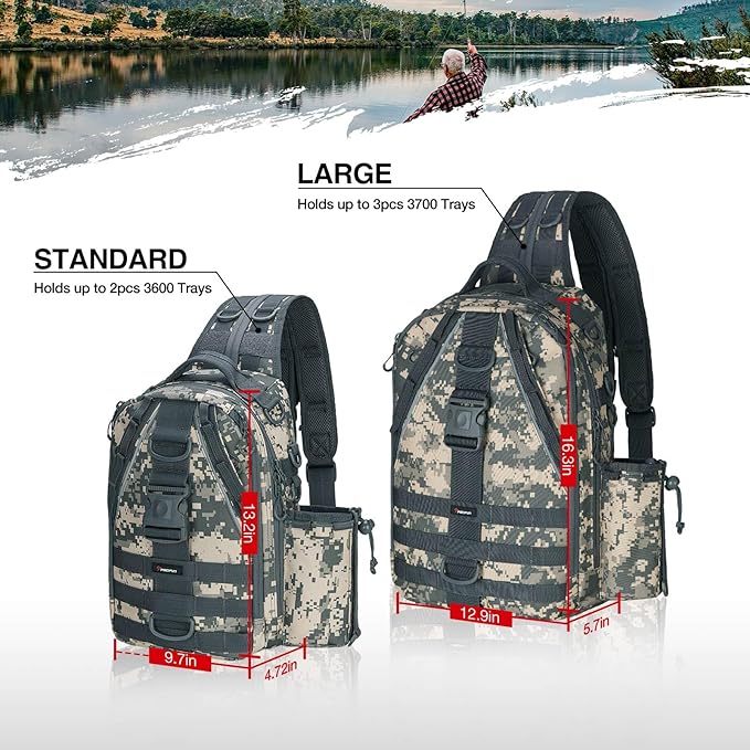 Piscifun Fishing Backpack with Rod Holder, Lightweight Sling Bag Storge Gear and Equipment