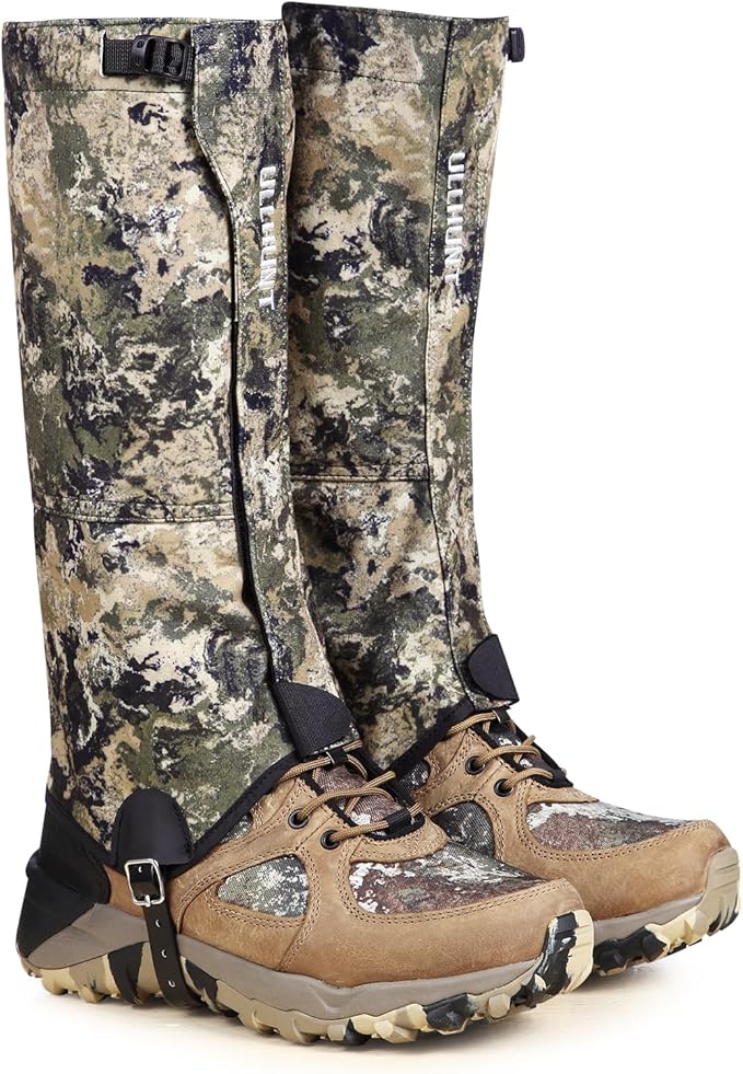 QOGIR Hunting Gaiters Boot Gaiters: Durable Leg Gaiters for Hunting, Waterproof Hiking Gaiters with Upgraded Rubber Foot Strap, Adjustable Snow Boot Gaiters for Hiking, Hunting, and More