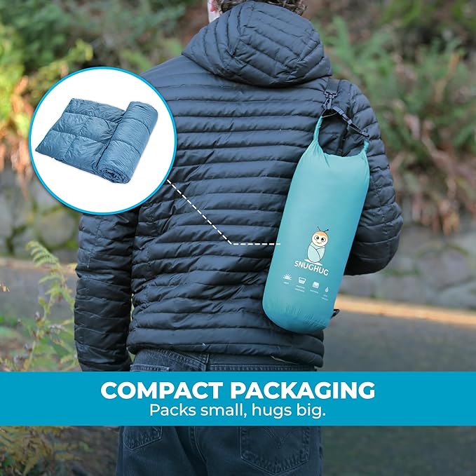 Puffy Blanket for Cold Weather - Down Camping Blanket with Sustainable Insulation, Lightweight & Warm Outdoor Camping Quilt, Water-Resistant, Compact & Packable