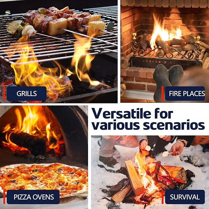 Fire Starter 36Pcs - Extra Long 12min Natural Fire Starters for Grill, Fireplace, Camping & Survival Kit | Waterproof, Odorless, Safe for BBQ/Pizza Oven/Chimney (Indoor & Outdoor)