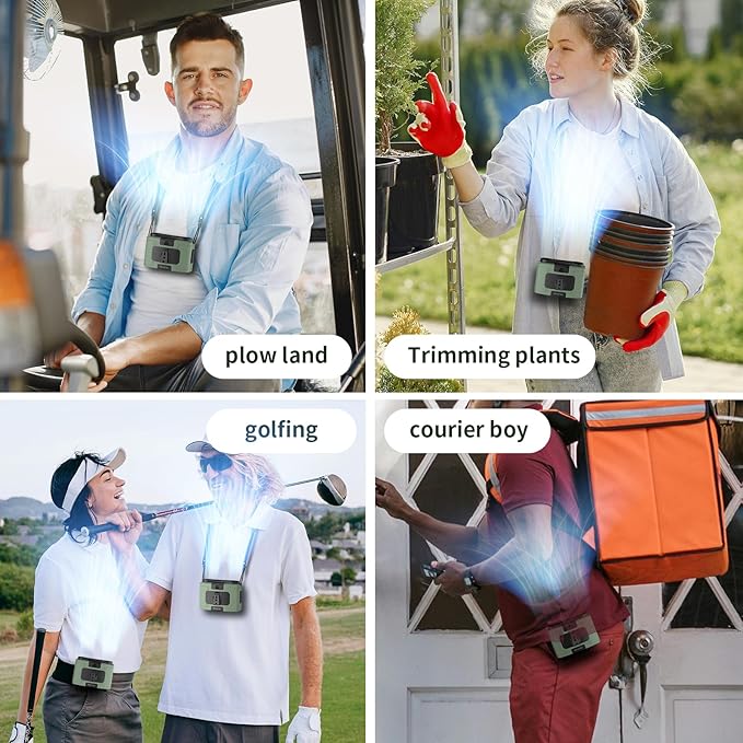 Socool 10000mAh Portable Waist Fan Clip on Wearable Belt Personal Fans Rechargeable Battery Operated, 20H Cooling with 10 Speeds & Dual Motors,Neck Hanging Hands-Free for Outdoor Travel Power Bank