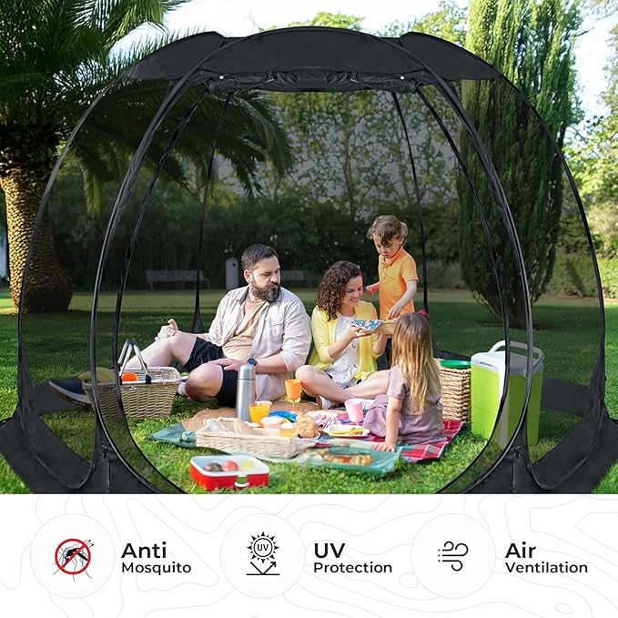 Alvantor Screen House Gazebo, 6-10-15 Person Pop Up Igloo Screened Canopy Tent with Mosquito Netting Sides, Instant UV Resistant Sun Shelter for Garden, Patio, Backyard