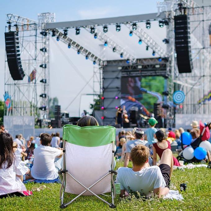 VILLEY Low Beach Chair, High Back Folding Beach Chair for Adults, Lightweight and Portable for Outdoor, Beach, Camping, Lawn, Music Festival, with Cup Holder and Carry Bag-Green Tropical Leaves