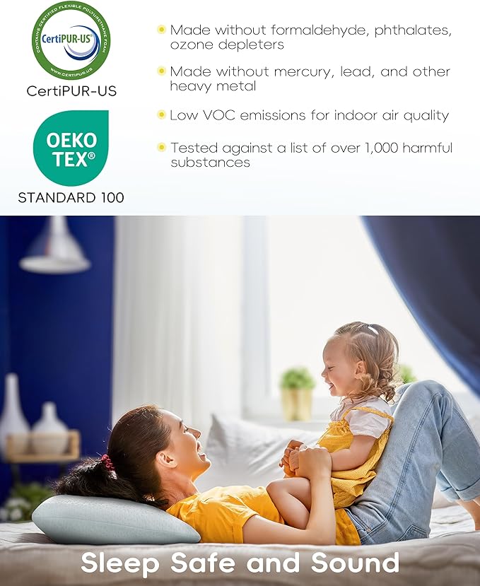 Toddler Pillow, Adjustable Memory Foam Small/Mini Pillow for Toddler 2 Years & Above, for Kids Sleeping, Napping or Traveling, Washable No Zipper Pillowcase, 13” x 18”, Blue