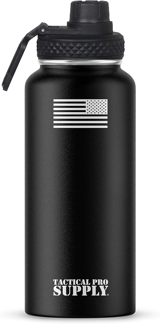 Tactical Pro Supply 32 oz. Patriotic Water Bottles | Decorated in the USA | Made with Premium Stainless Steel Material | Double Wall Vacuum Water Bottle Insulated