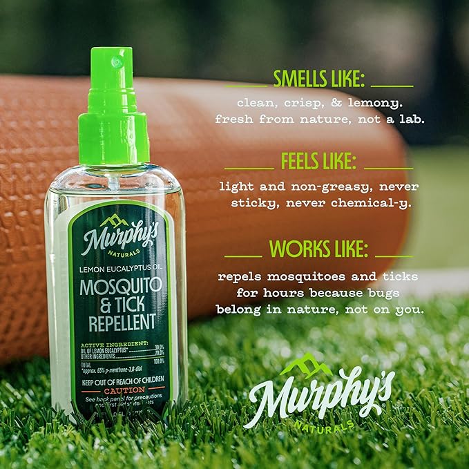 Murphy's Naturals Mosquito & Tick Bug Repellent Spray, Oil of Lemon Eucalyptus for Skin + Outdoor Gear, DEET-Free, 4 Ounce Pump, 1-Pack
