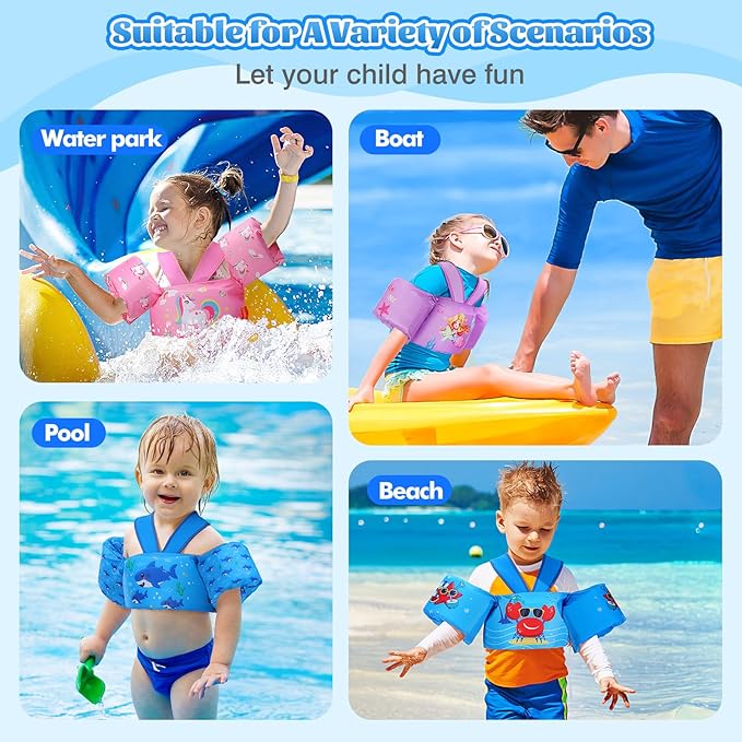 MoKo Swim Arm Band for Kids 20-30-50 lbs, Clearance Cute Cartoon Toddler Swim Vest, Swimming Water Wings Pool Floaties Sleeve for Children Learn to Swim