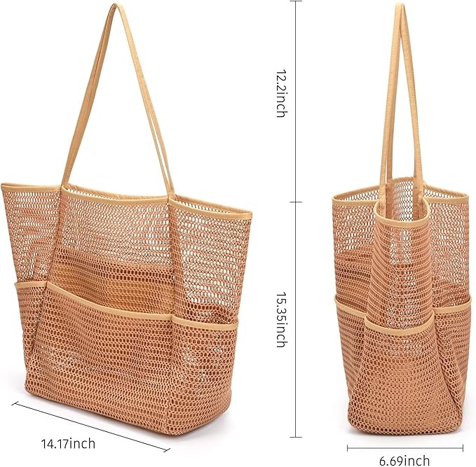 Beach Bag - Mesh Tote Bag Beach Vacation Clothes for Women Pool Bag for Travel Pool Family Cruise Essentials 2025
