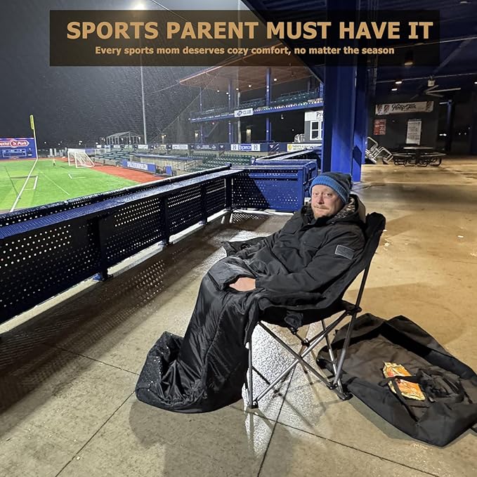 Oversized Fully Padded Camping Chair with Removable Foot Pocket, Heavy Duty Comfy Folding Camp Sports Chair for Adults, Summer, Winter, Outdoor, Ice Fishing, Hunting, RV, Cup Holder, XL, 400 LBS