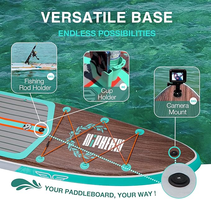 Niphean (Extra Large) Inflatable Paddle Board, SUP for 2+1 People/Family, Stand Up Paddle Board with (Beginner Friendly) StabilTrac Fin, Waterproof Phone Pouch, Paddle Boards for Adults, Gift Ideas