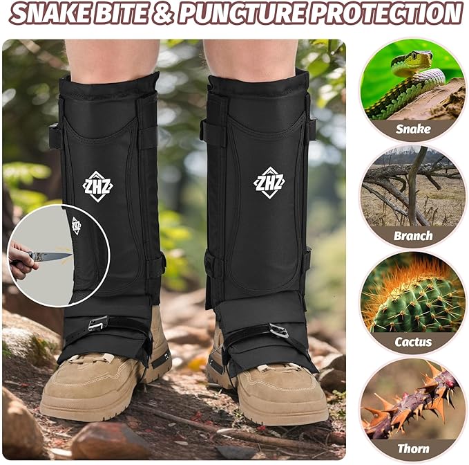 ZHZ Snake Gaiters Durable Waterproof Snake Chaps Lower Legs Protection,Snake Guards with Adjustable Size for Men & Women,Used for Hunting,Hiking and Farm Work