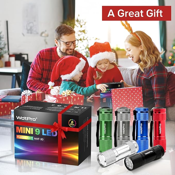 WdtPro LED Mini Flashlights, Super Bright Flashlight with Lanyard, Assorted Colors - Best Tac Torch Light for Kids, Night Reading, Power Outages, Camping(6 Pack)