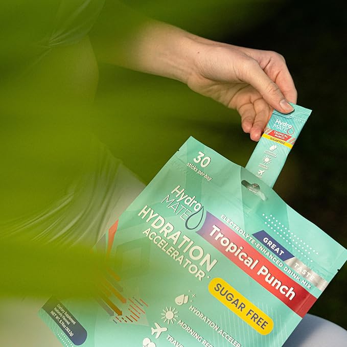 Electrolyte Powder Sugar-Free Hydration Packets Tropical Punch HydroMATE 30 Sticks