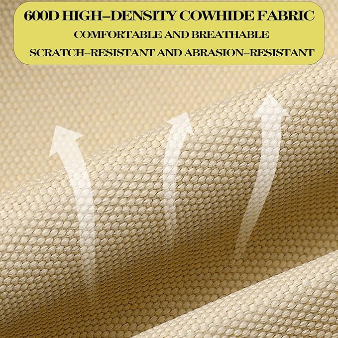 Adjustable Portable Folding Camping Chair with High Back, Side Pockets, Headrest, Lightweight Lawn Chair for Outdoor Camping, Beach, Leisure and Adults (Khaki Single Cloth Thin)