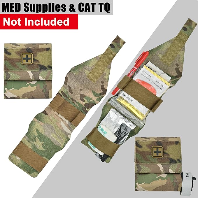 2-in-1 Micro Med Kit Med Pouch Tactical Mini First Aid Pouch Empty Small IFAK Pouch Compact Med Pouch EDC Bag with Tourniquet Holder |MOLLE Belt IFAK Micro Trauma Kit Pouch