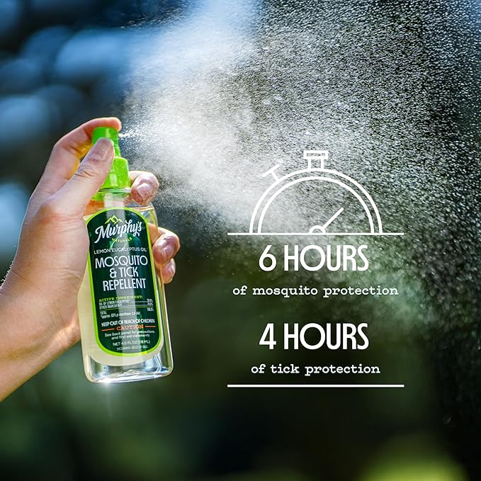 Murphy's Naturals Mosquito & Tick Bug Repellent Spray, Oil of Lemon Eucalyptus for Skin + Outdoor Gear, DEET-Free, 4 Ounce Pump, 1-Pack