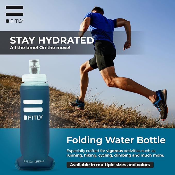 Soft Flask - Shrink As You Drink Soft Water Bottle for Hydration Pack - Folding Water Bottle Ideal for Running, Hiking, Cycling, Climbing & Rigorous Activity