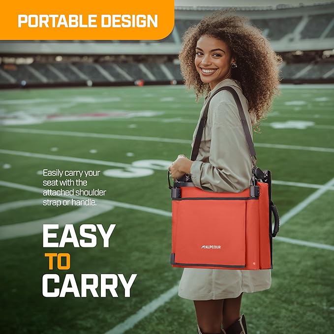 Folding Reclining Stadium Seats with Back Support for Bleachers, Bleacher Chairs with Back and Cushion Seating for Football, Camping Chair, Kayak Seat, Canoe, Paddle Board, Concerts, & Sports Events