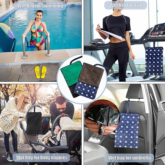 Wet Dry Bags with Embedded Towel Portable Sack Bags with Oxford zipper for Swimsuit Umbrella Wet Cloth