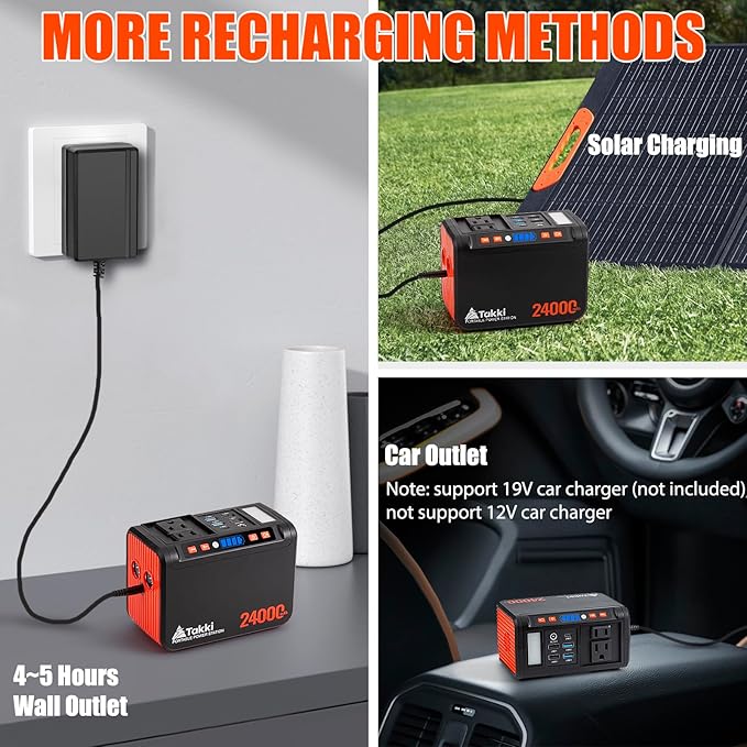 Takki 88.8Wh Portable Power Station Lithium Battery Solar Generator Power Bank with 110V AC Outlet Battery Backup for Camping Home Use Emergency(Solar Panel Optional)