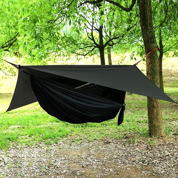 Camping Hammock with Mosquito Net and Rain Fly - Travel Hammock Bug Net - Hammock Tent for Outdoor Hiking Backpacking Travel Camping Accessories and Camping Gear…