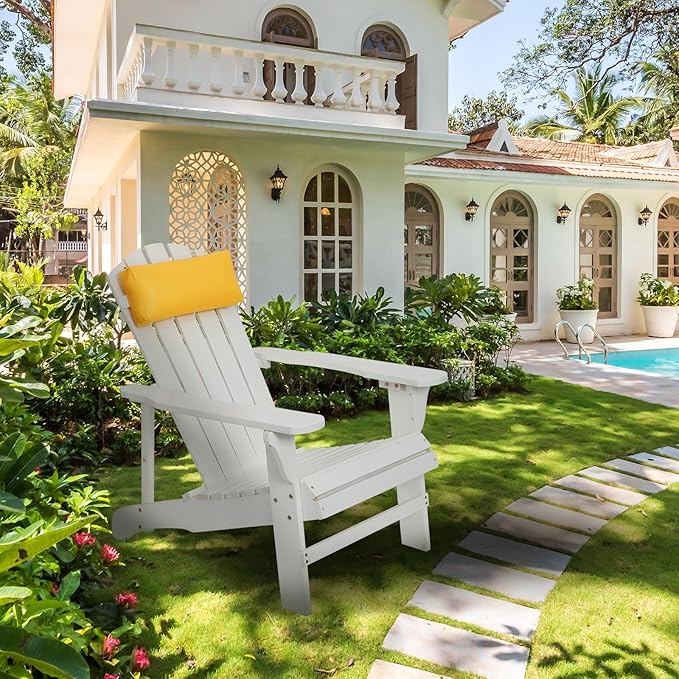 Headrest Pillow for Patio Chaise Lounge Chair, Outdoor Chaise Pillows with Adjustable Elastic Stripe Head Resting Pillows for Recliner Office Chair, Yellow