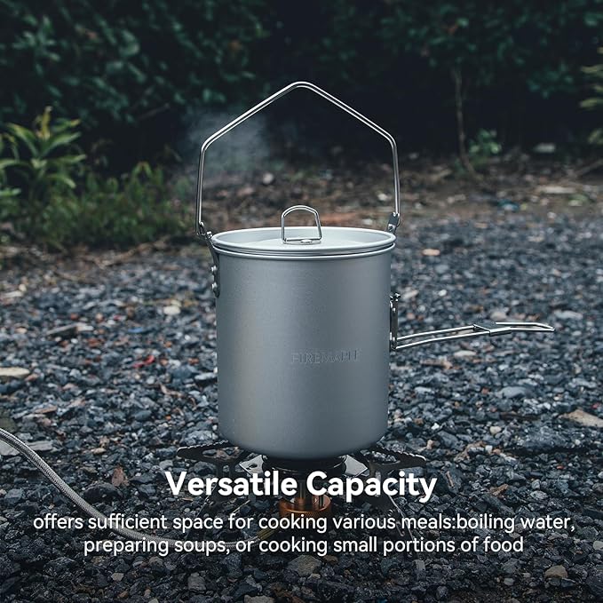 Fire Maple Frost 0.9L Camping Pot Aluminum with Detachable Handle, Backpack Bushcraft Gear, Campfire Cooking Equipment Self-locking Handle