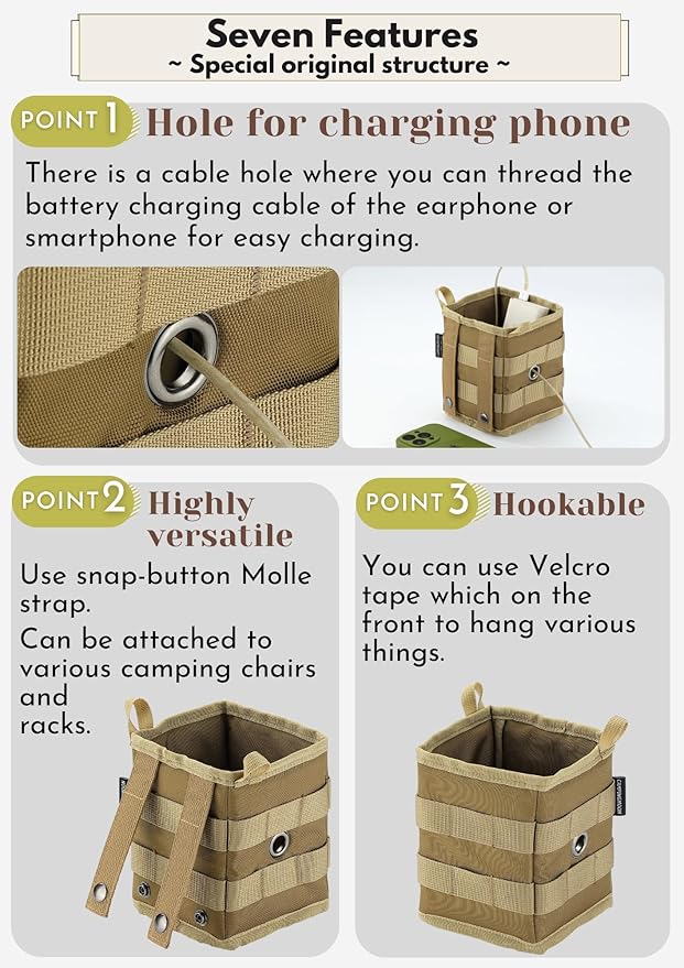 camping moon Storage Box Accessory Small Gear Organizer XS Black BG-1212BK (Coyote)