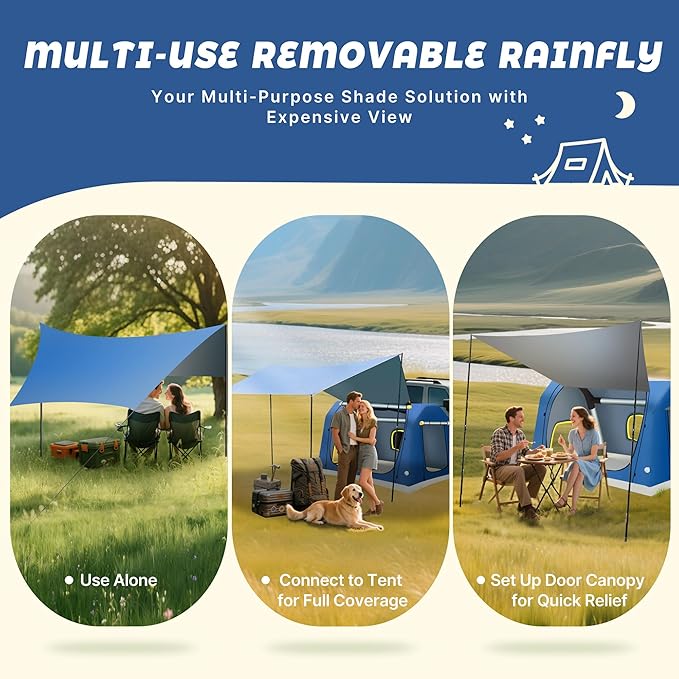 2-4 Person Inflatable Camping Tent | 60 Second Setup | 4 Season Waterproof (PU3000 Oxford) | All Weather Tent for Romantic Dates, Fall/Winter Camping, Hunting & Fishing