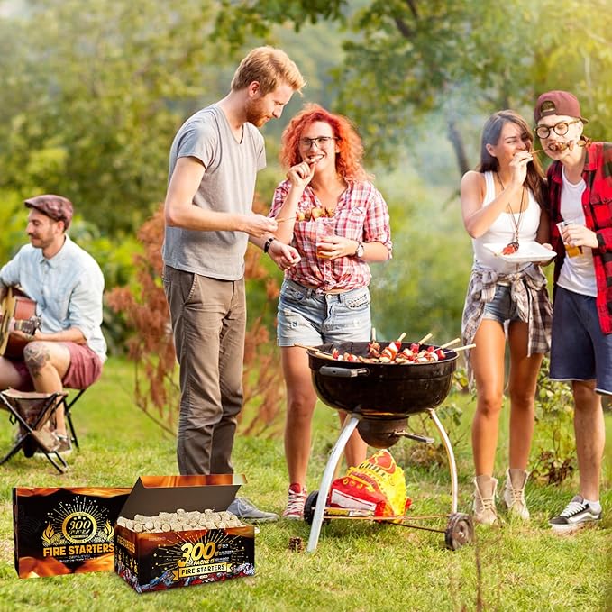 Shwuevei 300 pcs Fire Starter - Natural Fire Starters for Fireplace, Pellet Stove & Wood, Fire Pit, Smoker, BBQ, Chimney, Pizza Oven - Fire Starters for Grill, Charcoal Starter