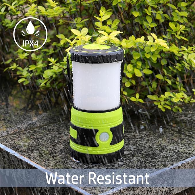 LED Camping lamp Super Bright 1500 lumens 4 Light Modes Dimmable searchlight Battery-Powered Emergency lamp Suitable for Night Hiking Tent Lighting Emergencies Power outages (Green)