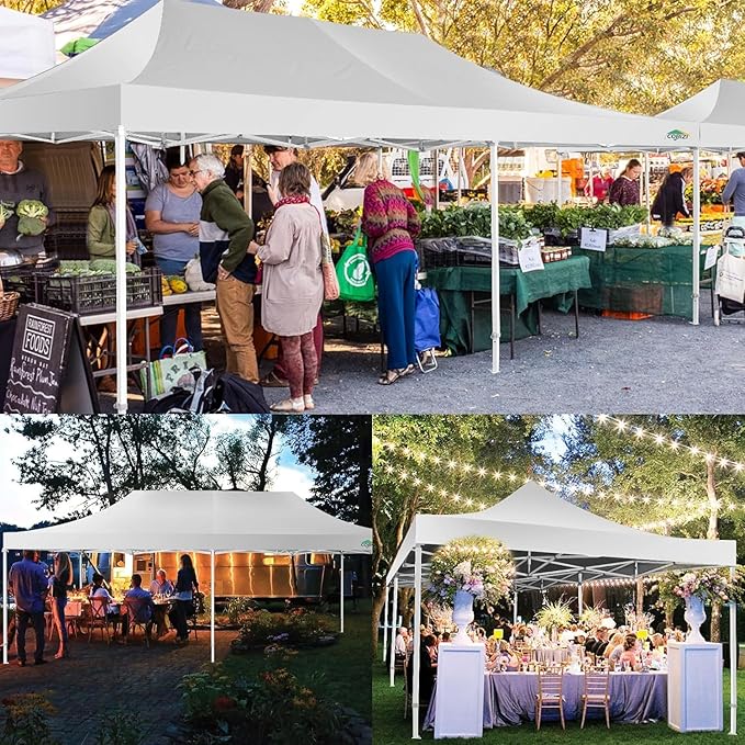 COBIZI 13x26 Pop up Canopy Tent 13x26 Canopy with 6 Sidewalls Waterproof Heavy Duty Commercial Canopy Tent for Parties Outdoor Tent Garden Gazebo Tent, Carry Bag with Wheel(13x26ft, White)