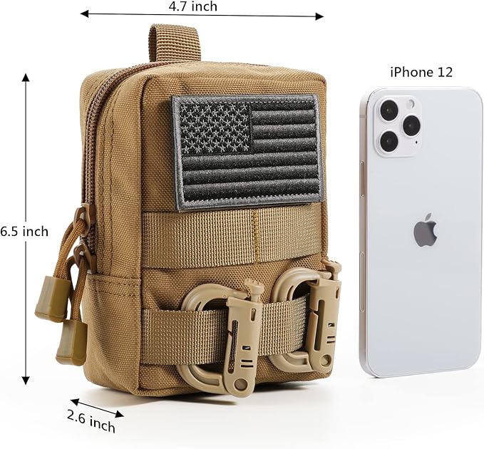 2 Pack Molle Pouches - Tactical Compact Water-Resistant EDC Pouch Bag Small Utility Pouch