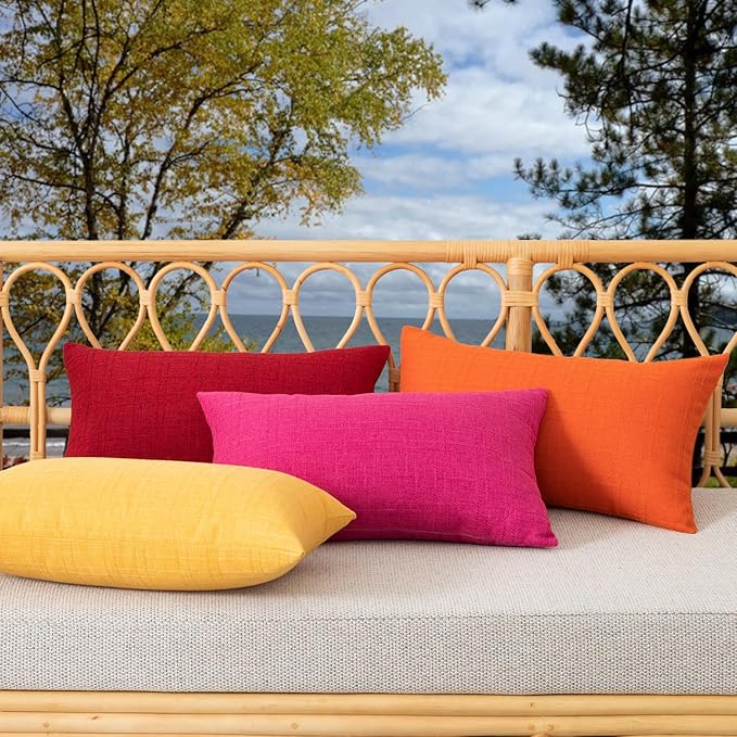 Kevin Textile Pack of 2 Outdoor Waterproof Pillow Covers Decorative Farmhouse Throw Pillow Covers Couch Pillow Covers Spring for Patio Tent Bed Sofa Living Room 12x20 Inch Sunflower Yellow